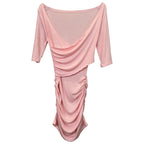 South Korea Dongdaemun New Sexy Feminine V-Neck Pleated Bag Hip Mid-Sleeve dress Figure