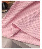 Pink Knit Top & Lace Trim Skirt Set - kawaii-inspired outfit in pastel colors - 79070558