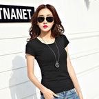 Minimalist V-Neck Cotton Tee - kawaii-inspired outfit in pastel colors - 32751193