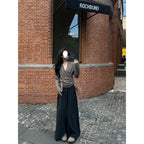 A set of early autumn wear salt style light ripe wear thin V-neck long sleeve top high waist floor wide leg pants suit