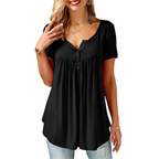 Women’s Cotton V-Neck T-Shirt Relaxed Fit Short Sleeve - Black / M - V-Neck T-Shirt