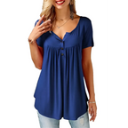Women’s Cotton V-Neck T-Shirt Relaxed Fit Short Sleeve - Blue / M - V-Neck T-Shirt