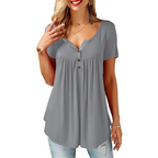 Women’s Cotton V-Neck T-Shirt Relaxed Fit Short Sleeve - Gray / M - V-Neck T-Shirt