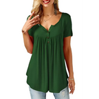 Women’s Cotton V-Neck T-Shirt Relaxed Fit Short Sleeve - Green / M - V-Neck T-Shirt