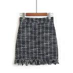Wool Mini Skirt - High Waist A-Line Retro Style - Black / XL - Mini Skirt