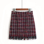 Wool Mini Skirt - High Waist A-Line Retro Style - Red / XL - Mini Skirt