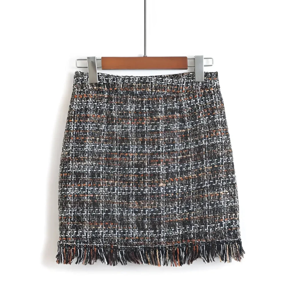 Wool Mini Skirt - High Waist A-Line Retro Style - Yellow / XL - Mini Skirt